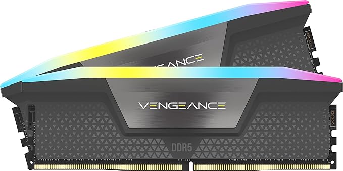 CORSAIR DDR5-5600MHz デスクトップPC用メモリ VENGEANCE RGB DDR5シリーズ (PC5-44800) AMD EXPO Intel XMPメモリキット32GB ブラック グレー [16GB×2枚] CMH32GX5M2B5600Z40